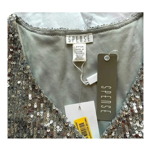 SPENSE SILVER SEQUIN TOP FLOWY SPARKLY SEQUIN WOMEN‎ SIZE SMALL NWT - Picture 5 of 7